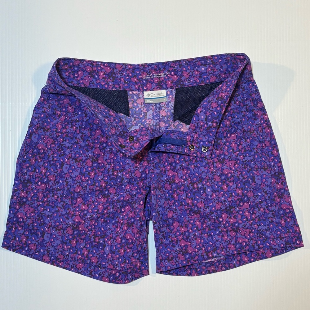 Columbia Arrowhead Floral Print Shorts Purple Blue 2 - Picture 3 of 8